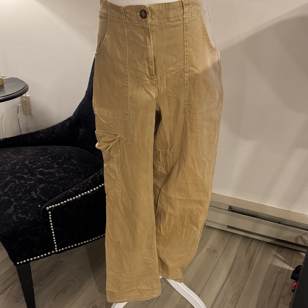 Joie Tan Wide-Leg Cargo Pants